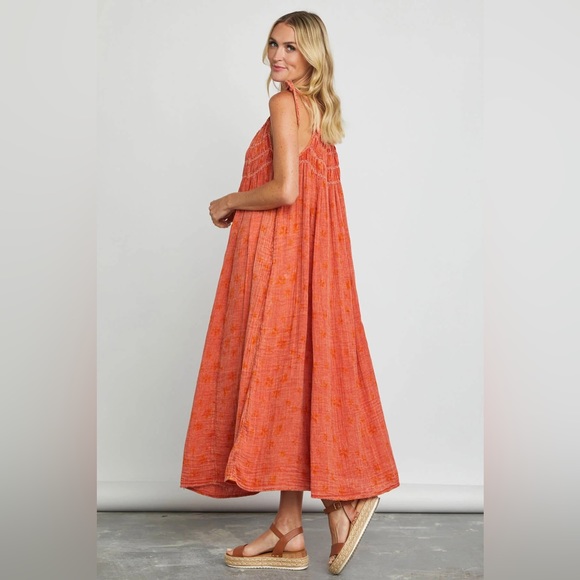 Free People Womens Azure Maxi Ruched Strappy Floral Dress - Picture 4 of 6